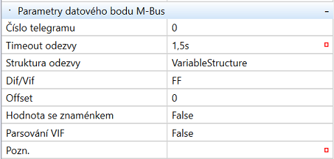 Proměnná M-Bus - ruční vyplnění