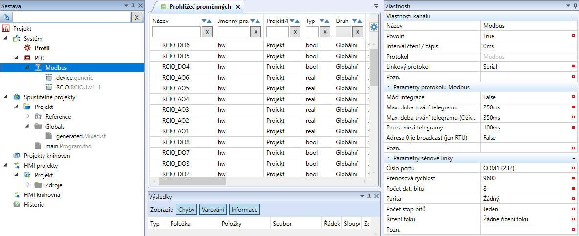 Modbus channel