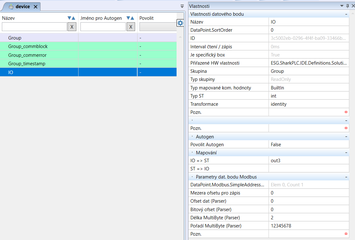 Modbus dat. bod